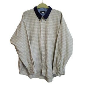 F. A. John Ltd. Long Sleeve Unique Blue Collard Button Down Yellow Grid Size XXL